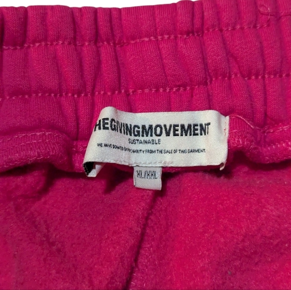 The Giving Movement Wide Colorbloock 31.5" Organic Fleece Jogger Fuschia Pink - Picture 3 of 7